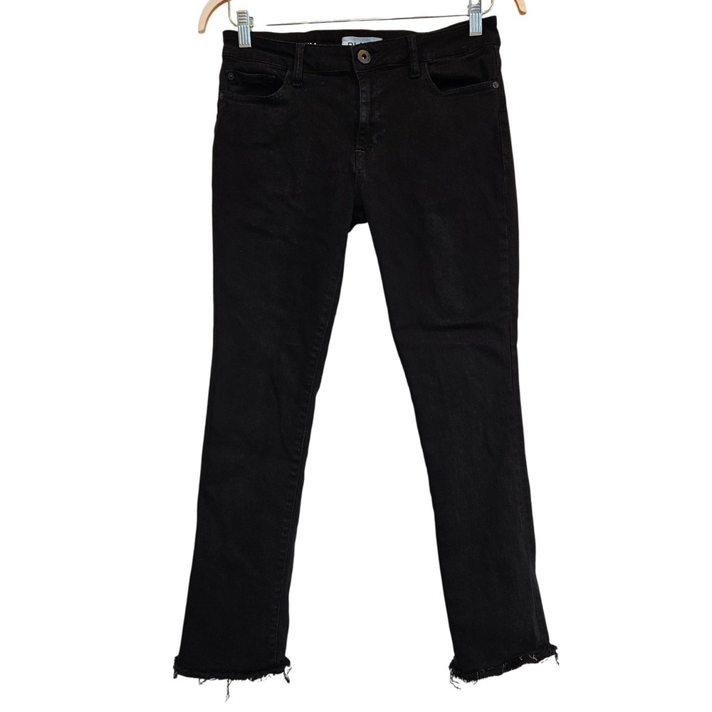 DL1961 Mara Straight Ankle Jeans Concrete Black Raw Hem Womens Size 30